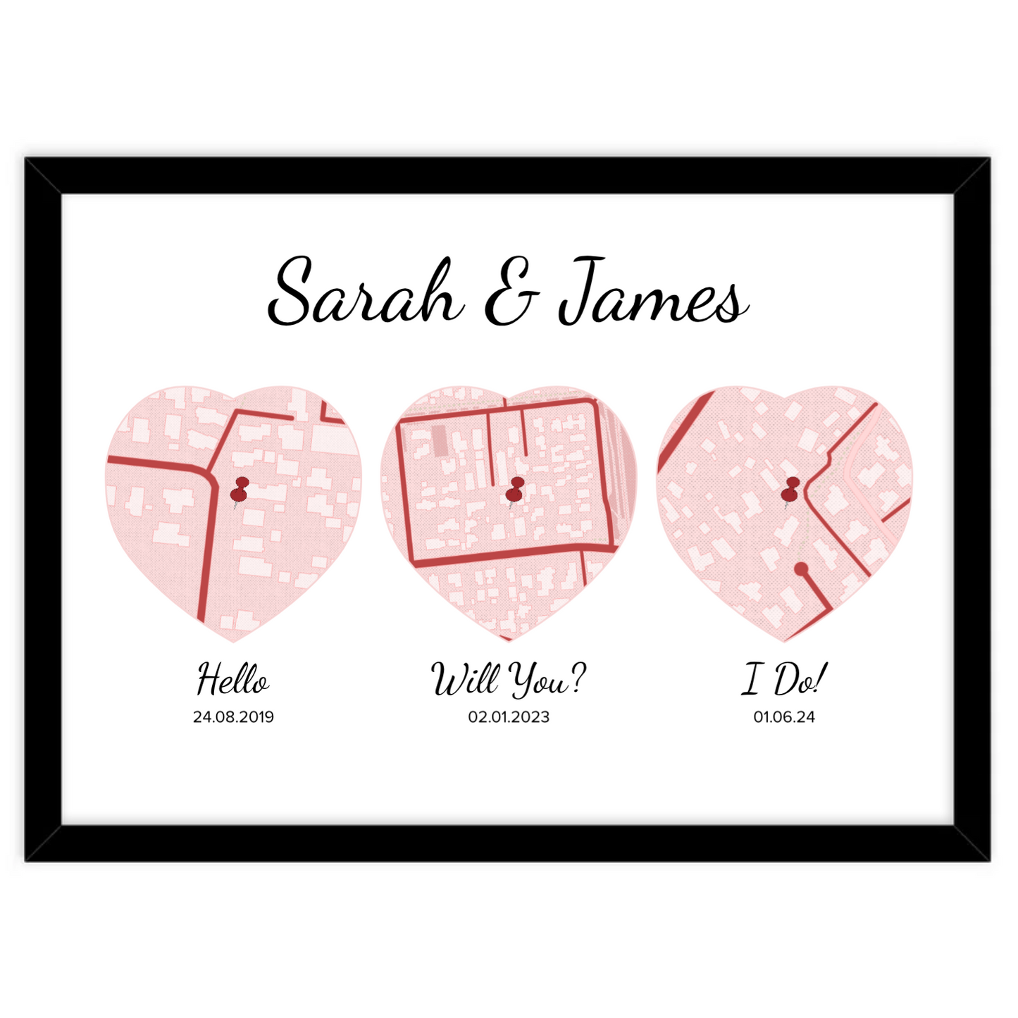 Custom Star and Street Map - Framed Prints