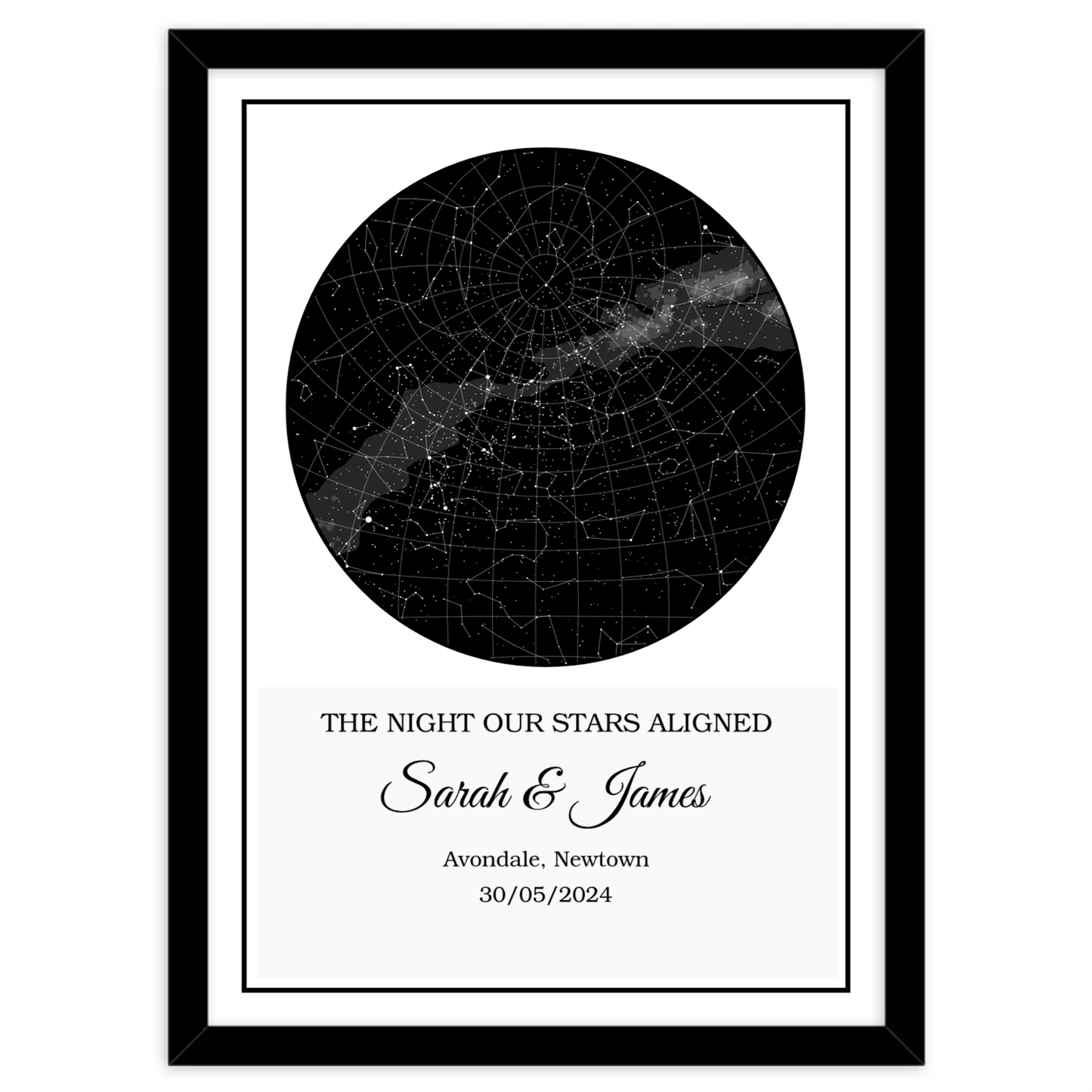 Custom Star Map with night constellation when a couple got married