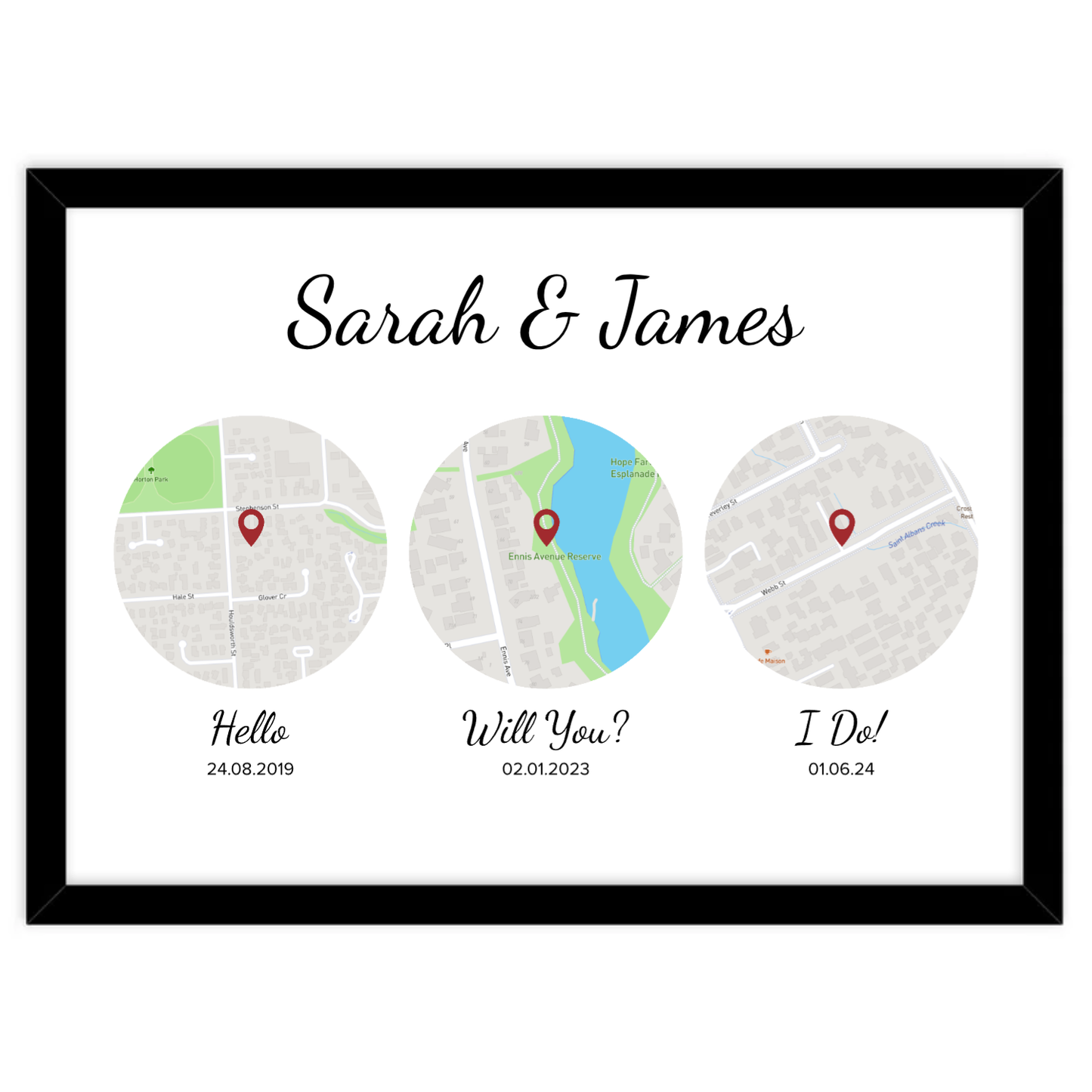 Custom Star and Street Map - Framed Prints