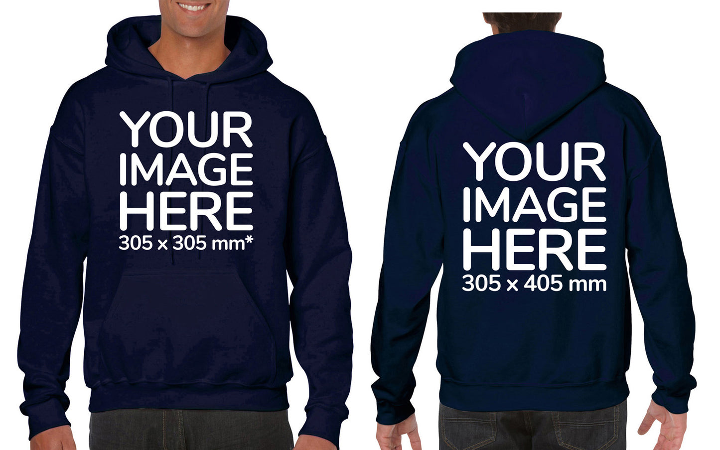 Adult Hoodies - Hoodie customisable on front and back - navy blue colour
