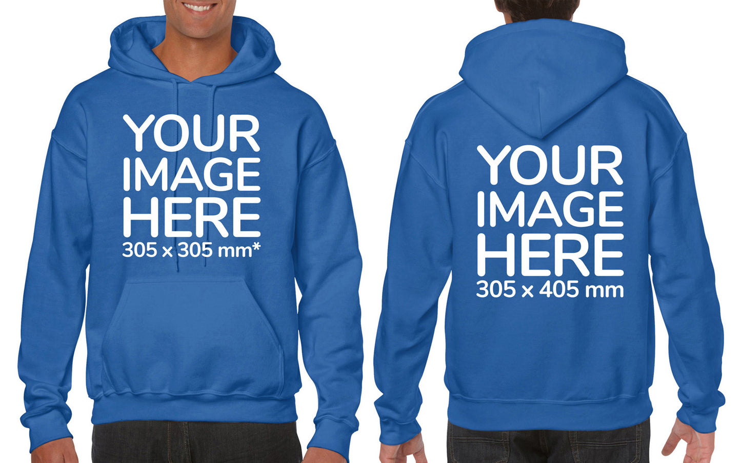 Adult Hoodies - Hoodie customisable on front and back - light blue