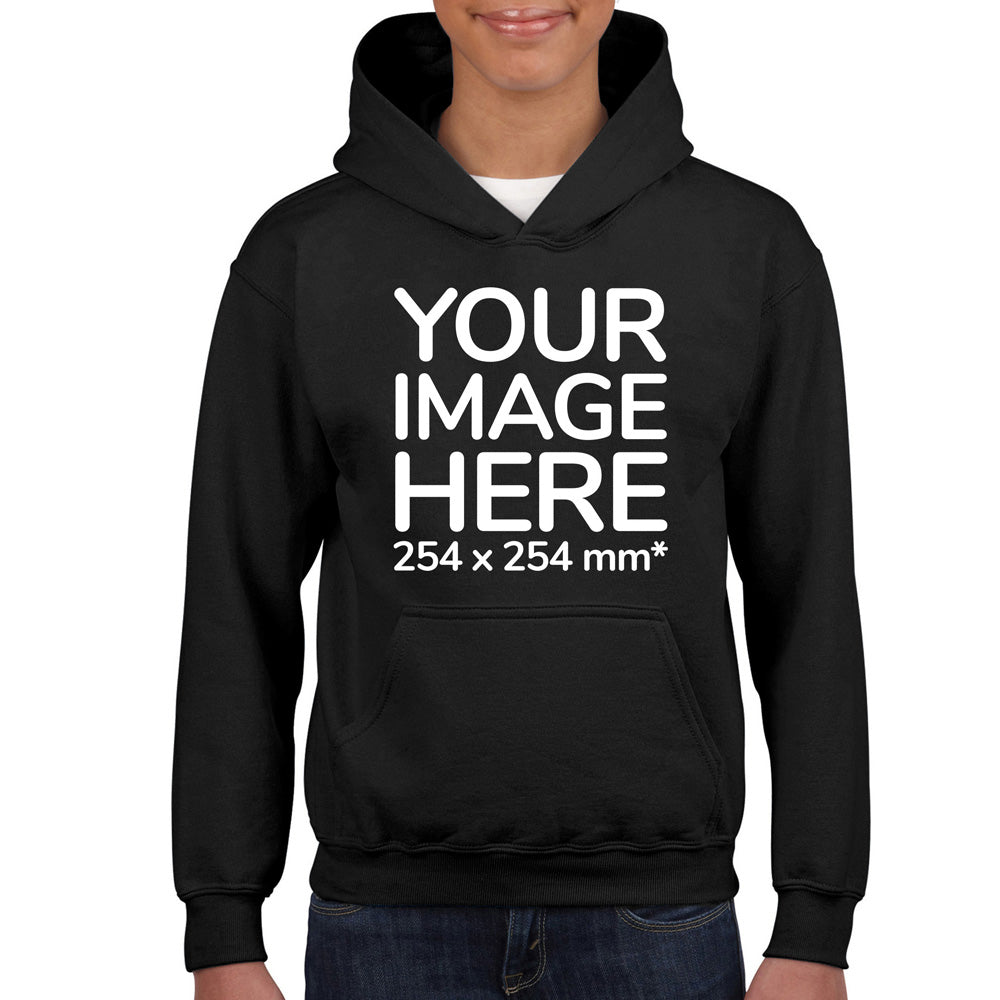 Children Hoodies - Hoodie customised on front  side with your image - black colour
