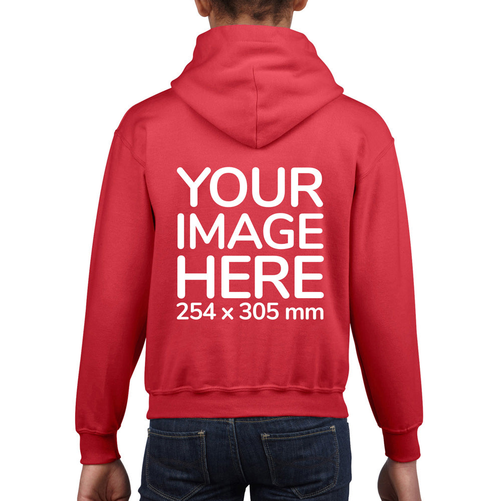 Children Hoodies - Hoodie customised on back side with your image - red colour