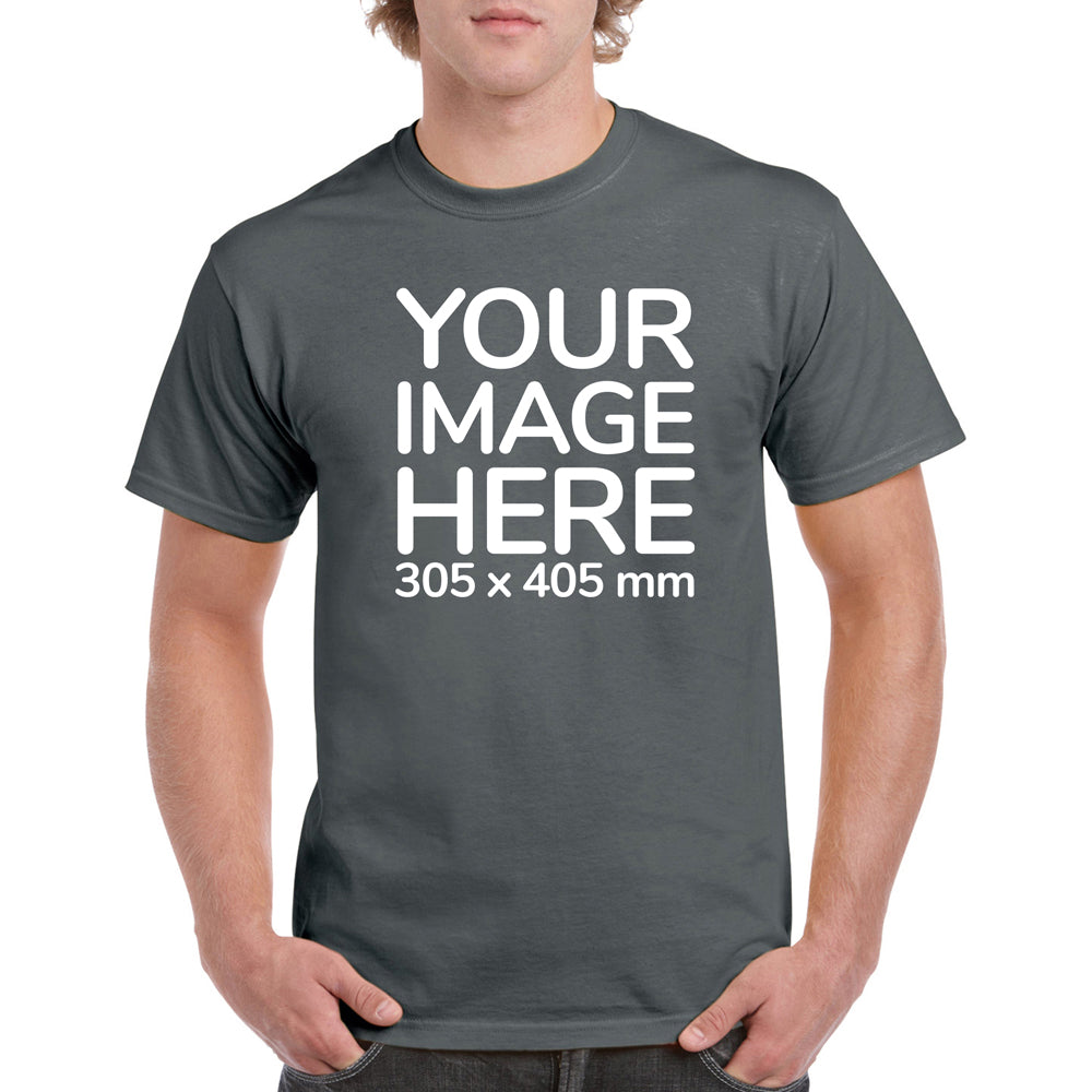 Men's Custom T-Shirts - Shirts are customisable on front side with your own design or image - olive colour teez