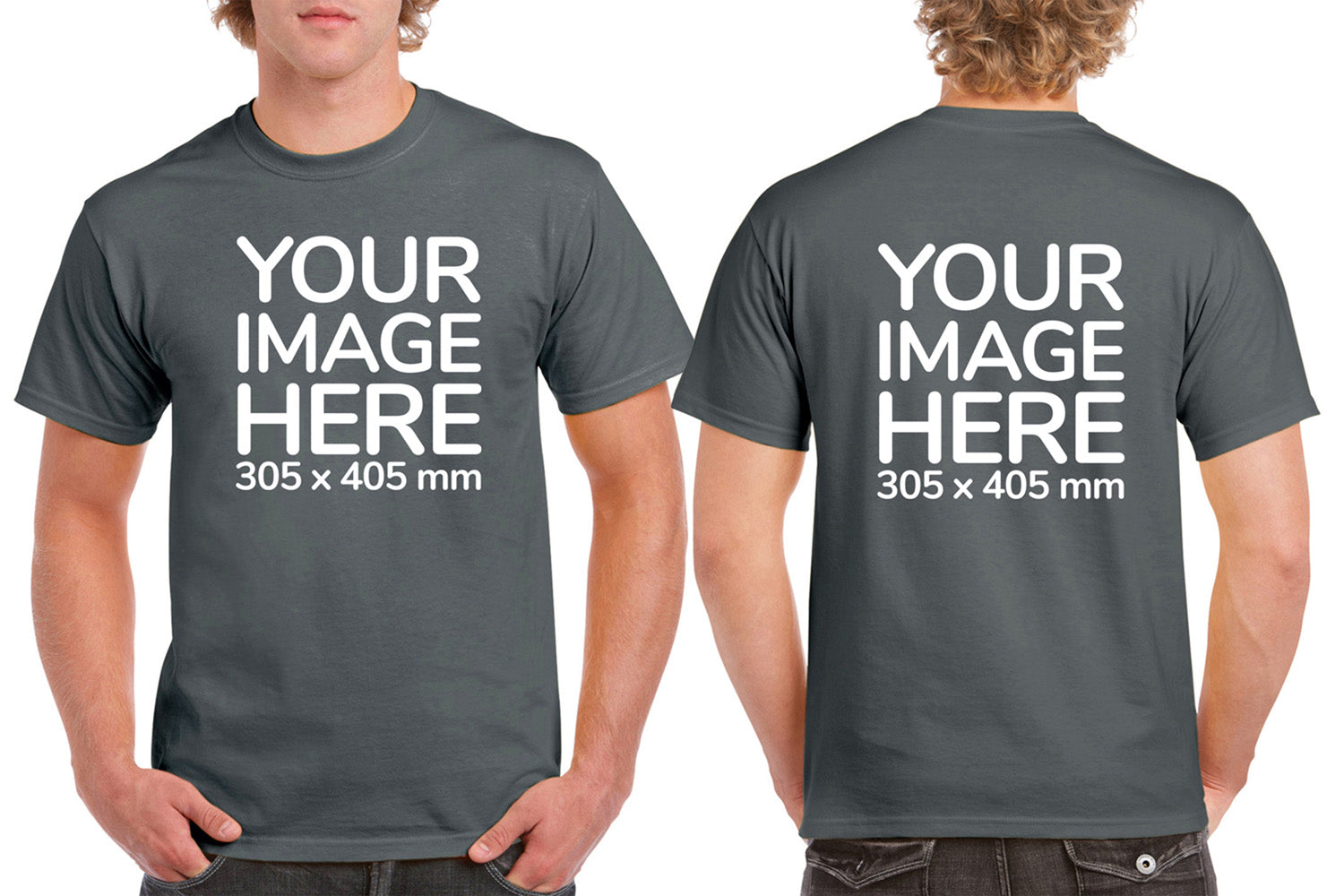 Men's Custom T-Shirts - Shirts are customisable on front and back side with your own design or image - olive colour teez