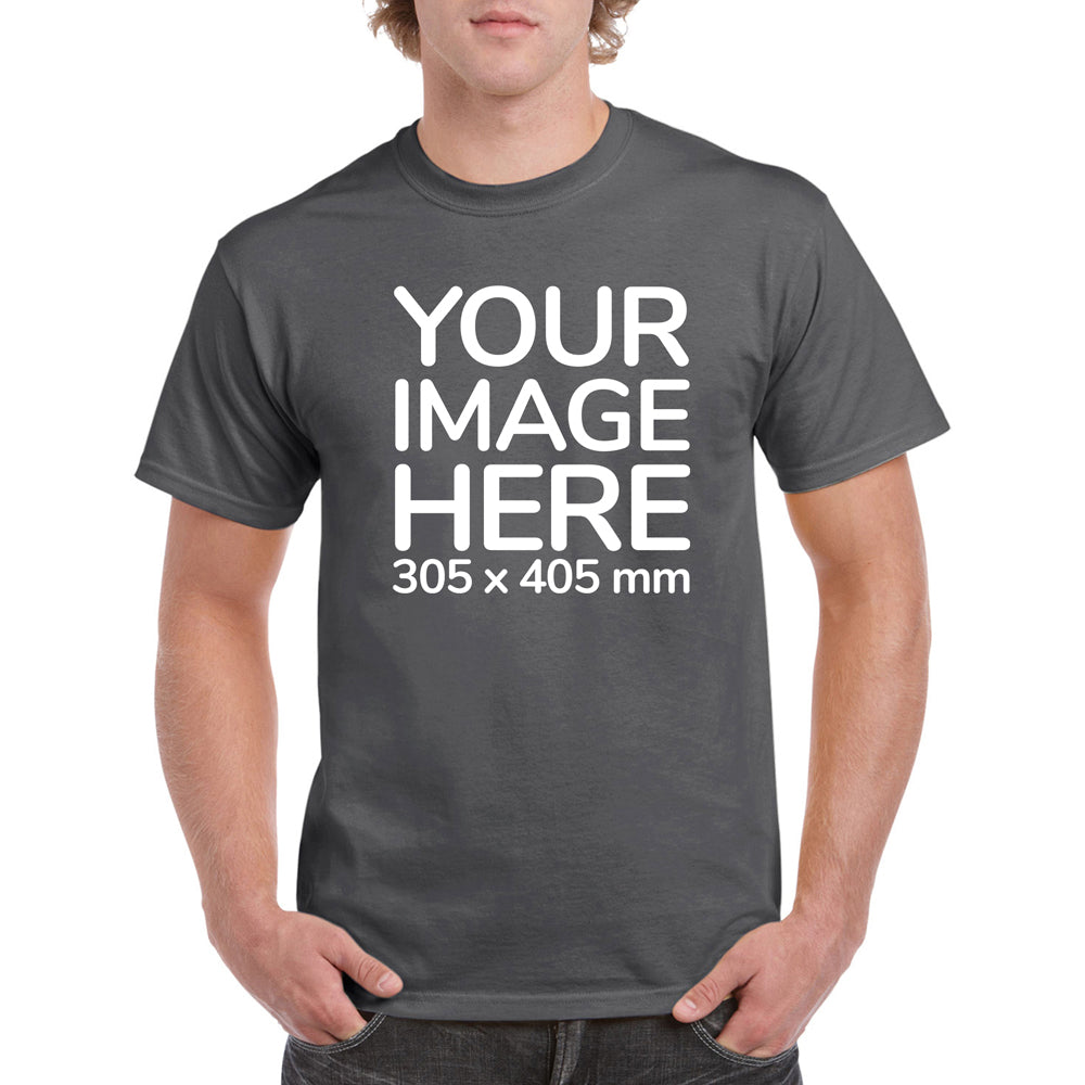 Men's Custom T-Shirts - Shirts are customisable on front side with your own design or image - olive colour teez