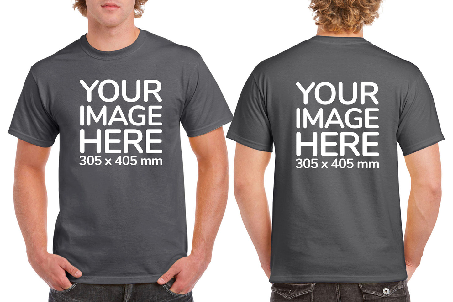 Men's Custom Tees - T-Shirts are customisable on front and back side with your own design or image - olive colour teez
