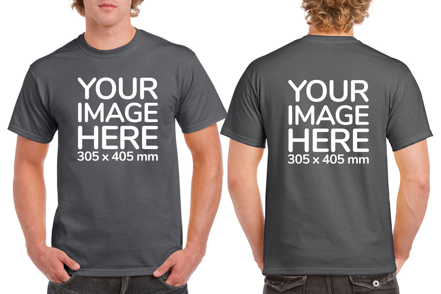 Men's Custom Tees - T-Shirts are customisable on front and back side with your own design or image - olive colour teez