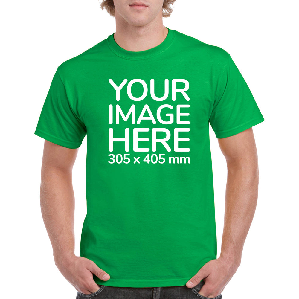 Men's Custom T-Shirts - Shirts are customisable on front side with your own design or image - green colour teez
