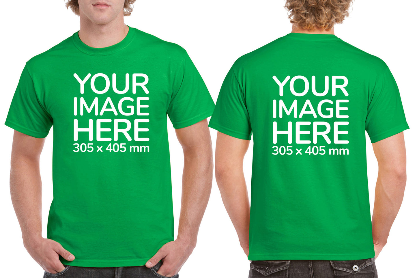 Men's Custom T-Shirts - Shirts are customisable on front and back side with your own design or image - green colour teez