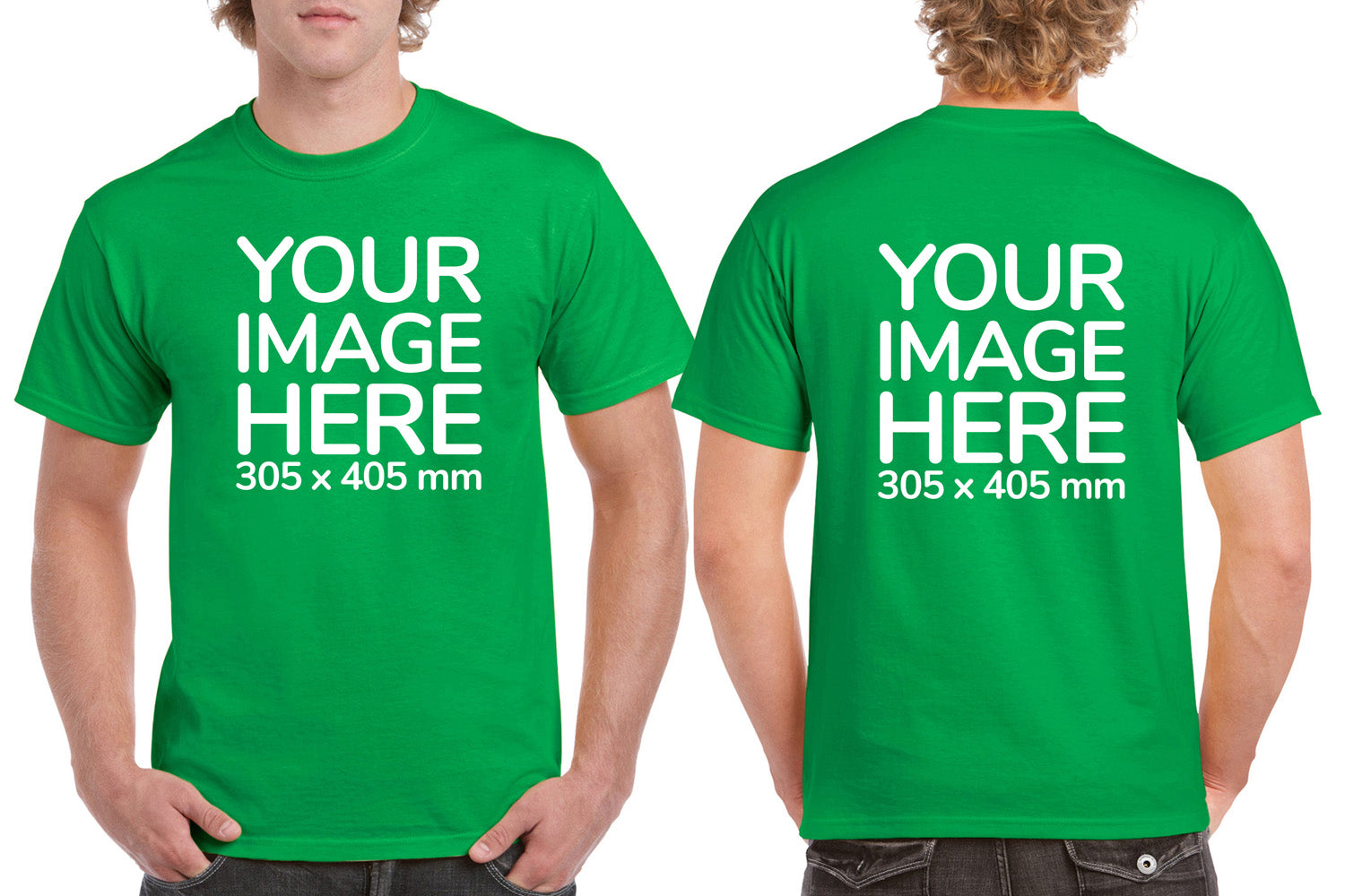 Men's Custom T-Shirts - Shirts are customisable on front and back side with your own design or image - green colour teez