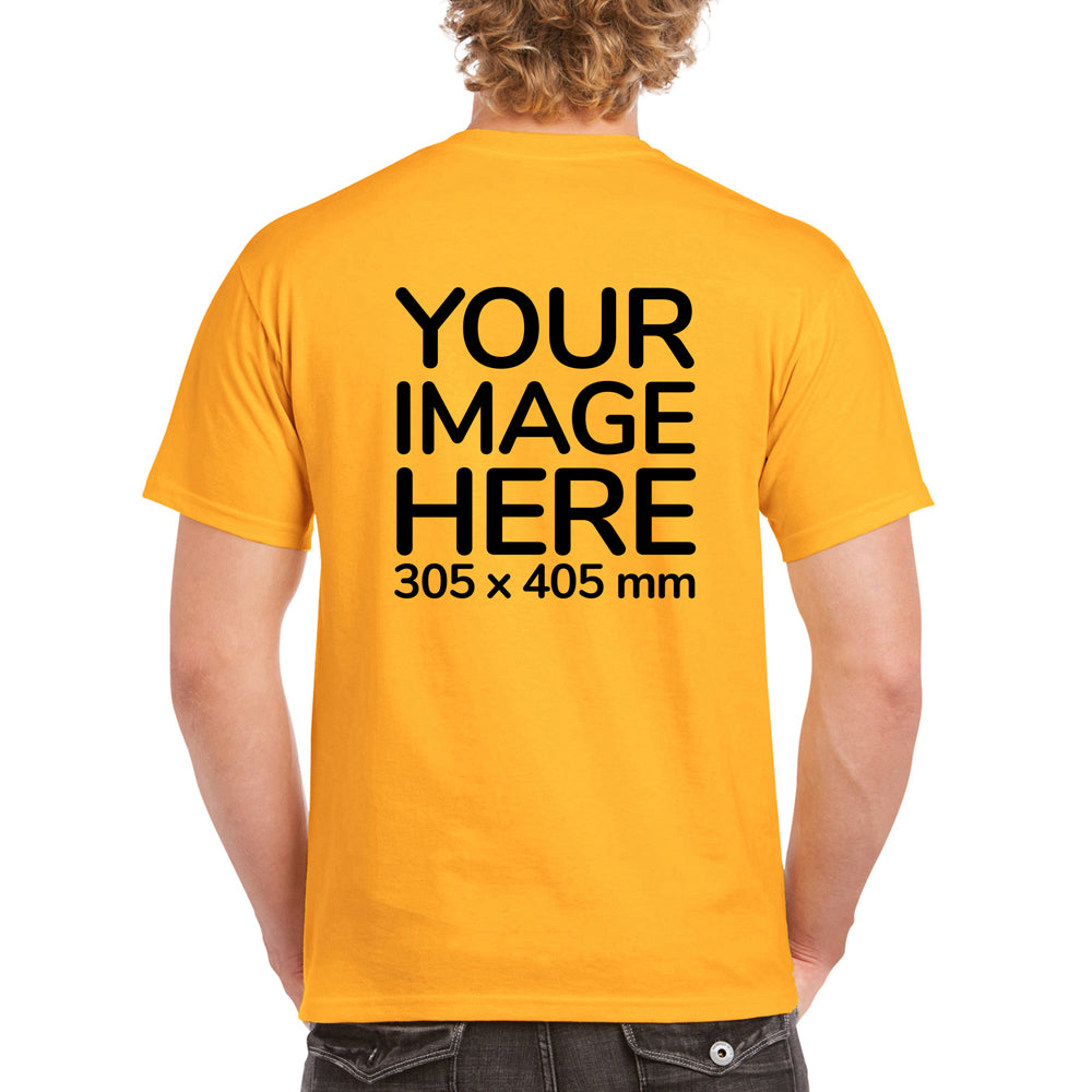 Men's Custom T-Shirts - Shirts are customisable on back side with your own design or image - yellow colour teez