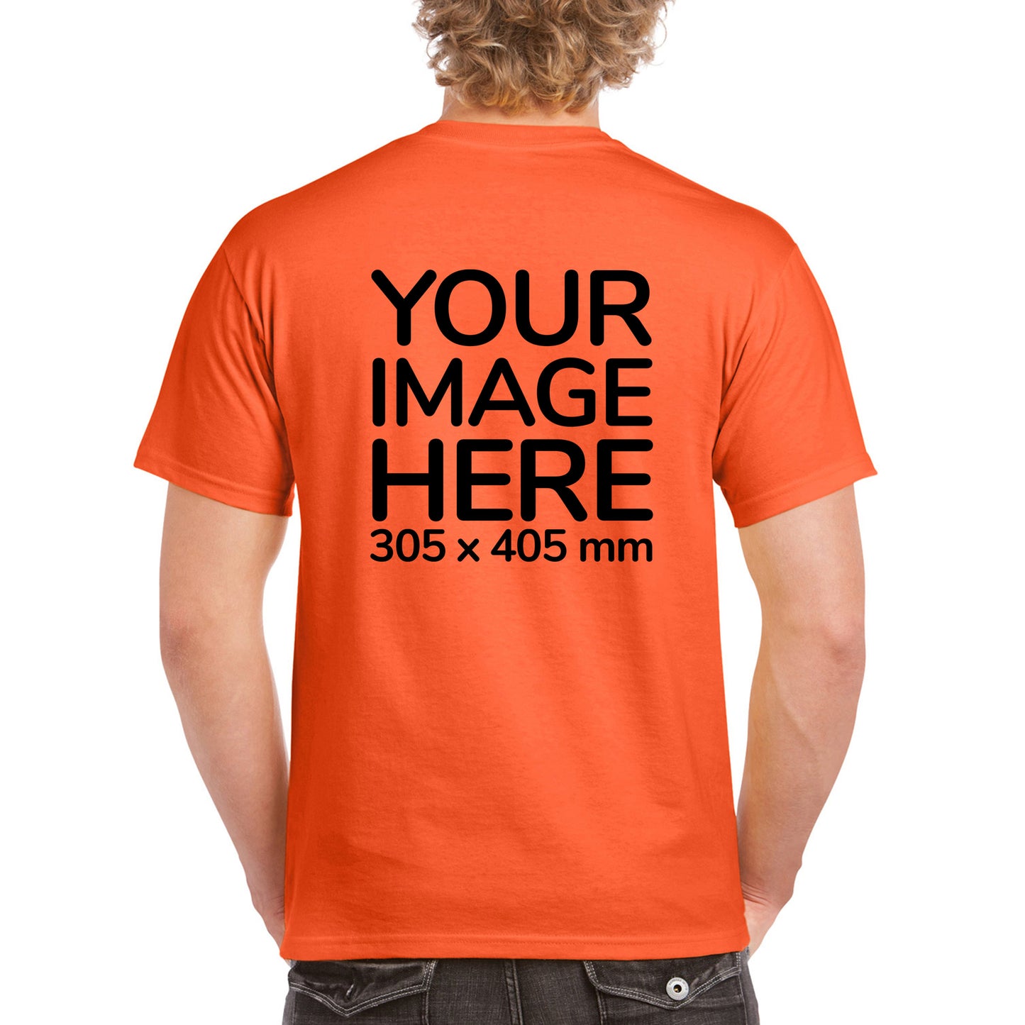 Men's Custom T-Shirts - Shirts are customisable on back side with your own design or image - orange colour teez