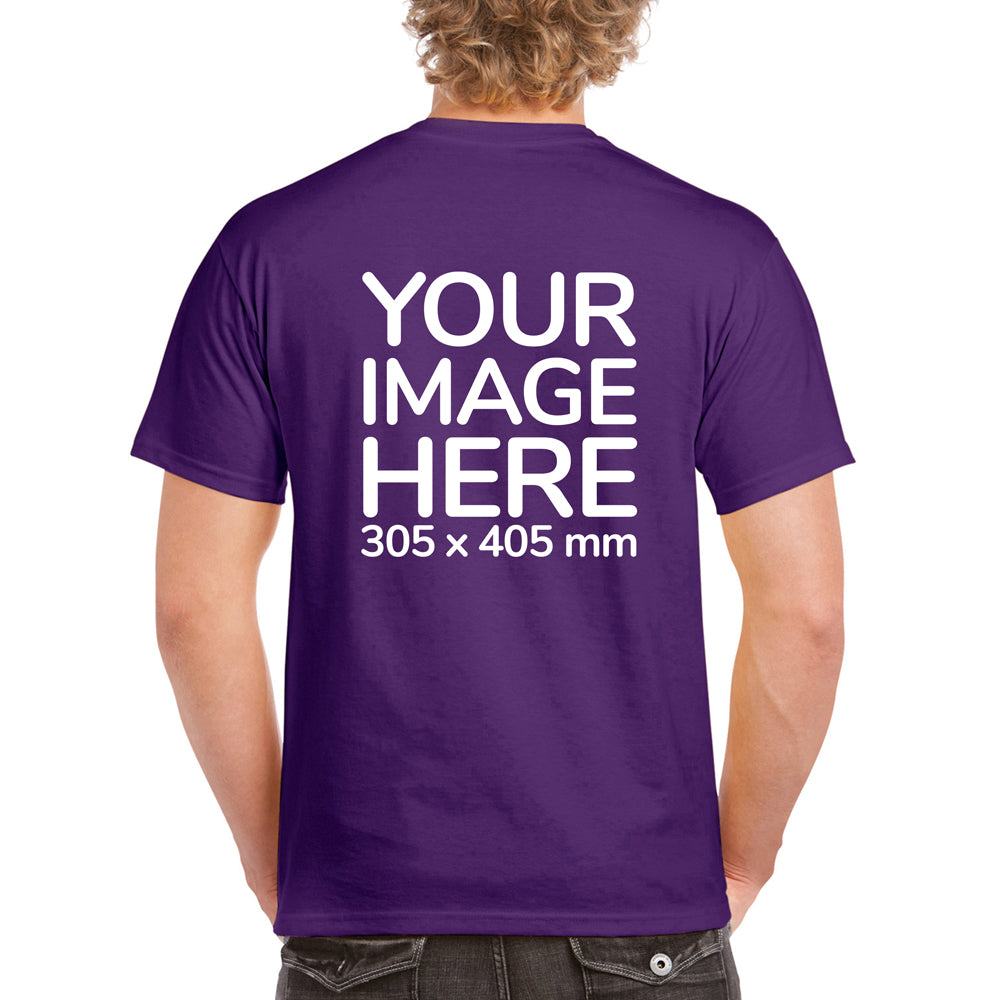 Men's Custom T-Shirts - Shirts are customisable on back side with your own design or image - purple colour teez