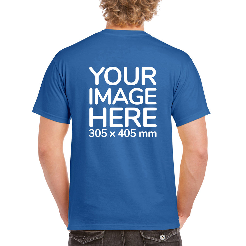 Men's Custom T-Shirts - Shirts are customisable on back side with your own design or image - light blue colour teez