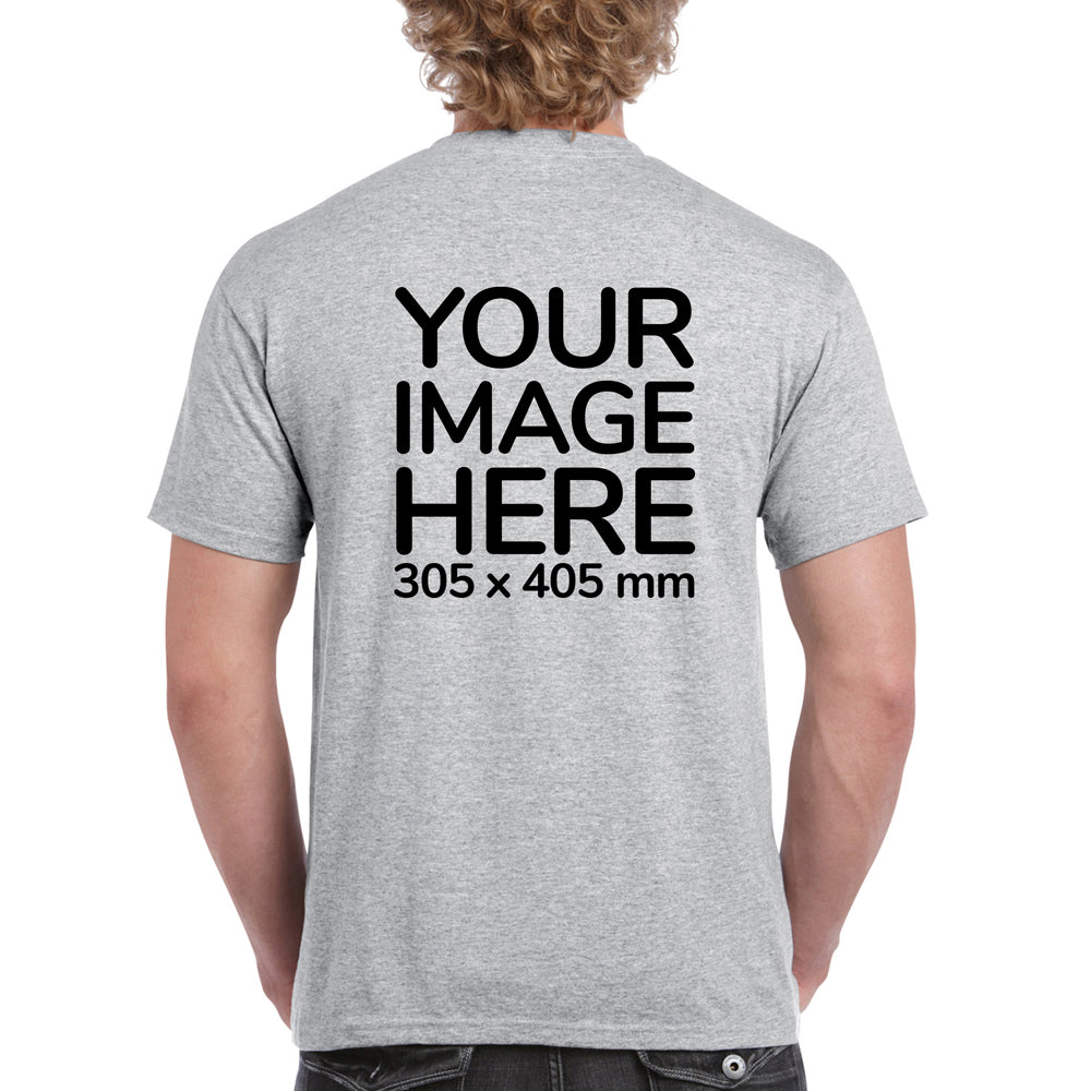 Men's Custom T-Shirts - Shirts are customisable on back side with your own design or image - light gray colour teez