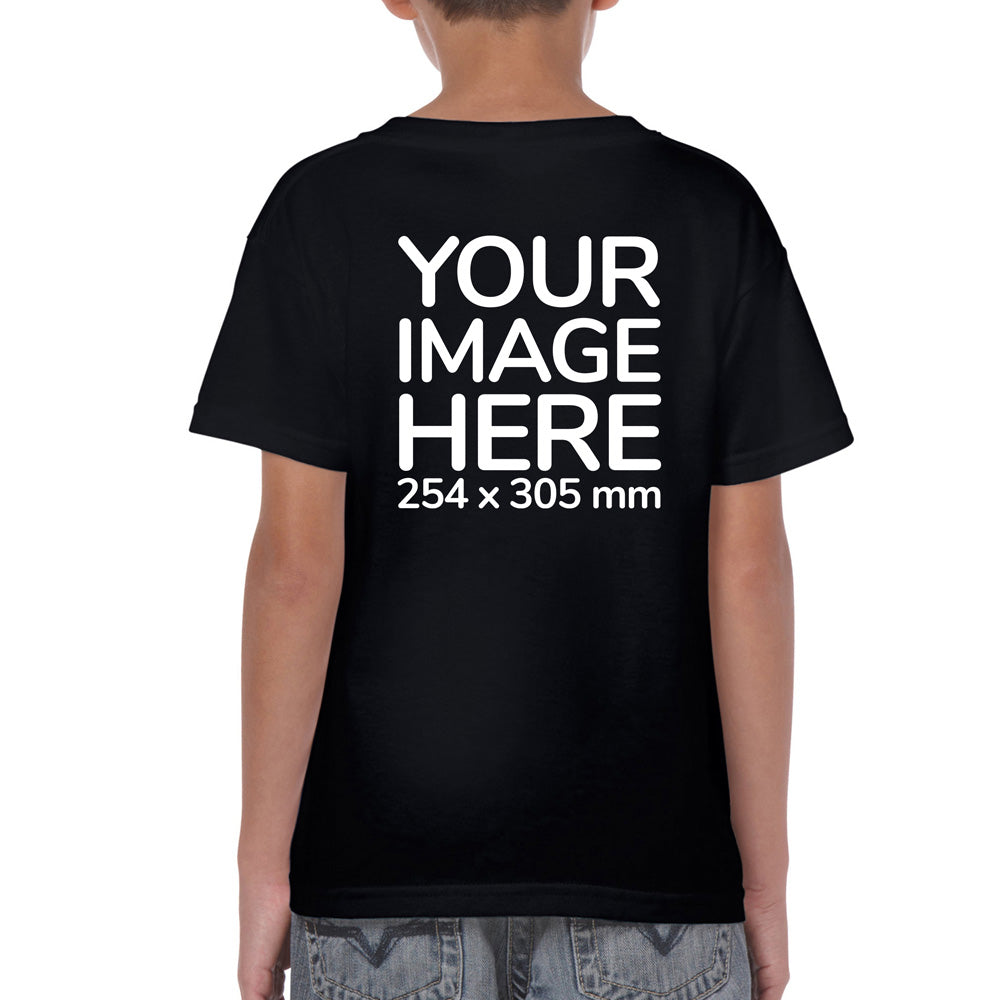 Children Custom Teez - T-Shirt customisable on back side with your own design or image - black colour shirt