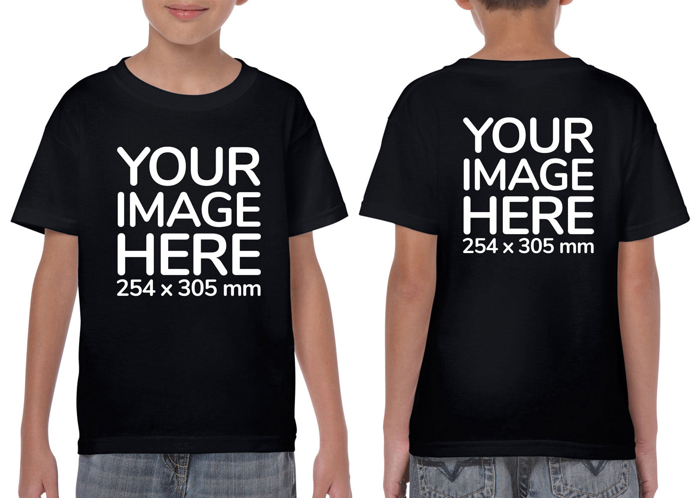 Children Custom Teez - T-Shirt customisable on front side and back side with your image - black colour