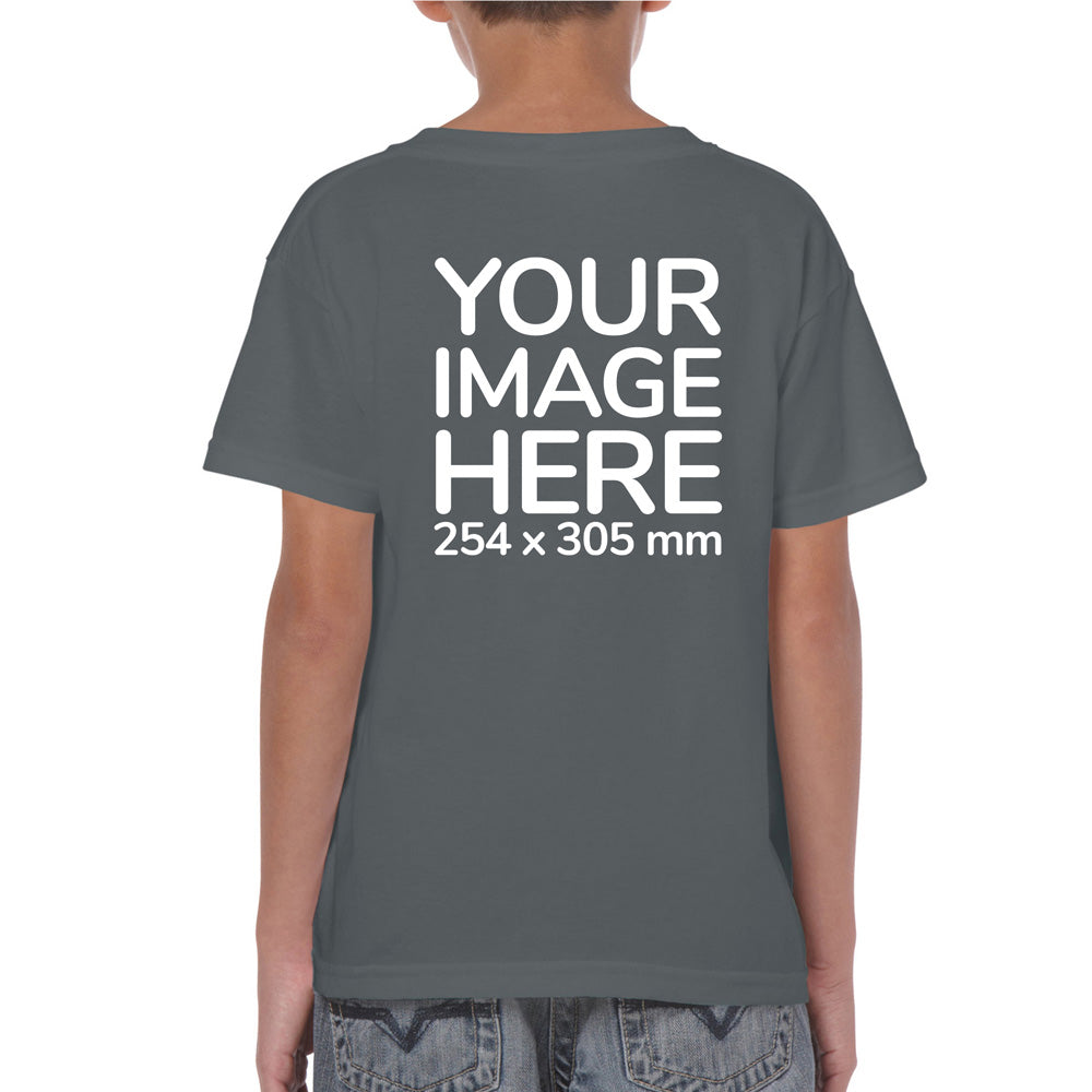 Children Custom Teez - T-Shirt customisable on back side with your own design or image - olive colour shirt