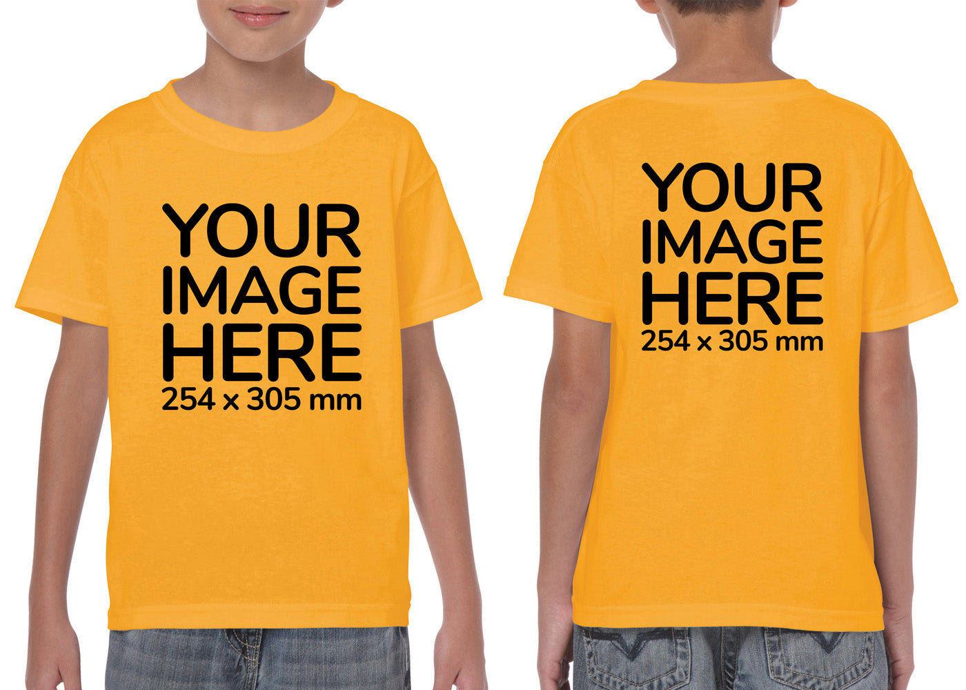 Children Custom Teez - T-Shirt customisable on front side and back side with your image - yellow colour shirt