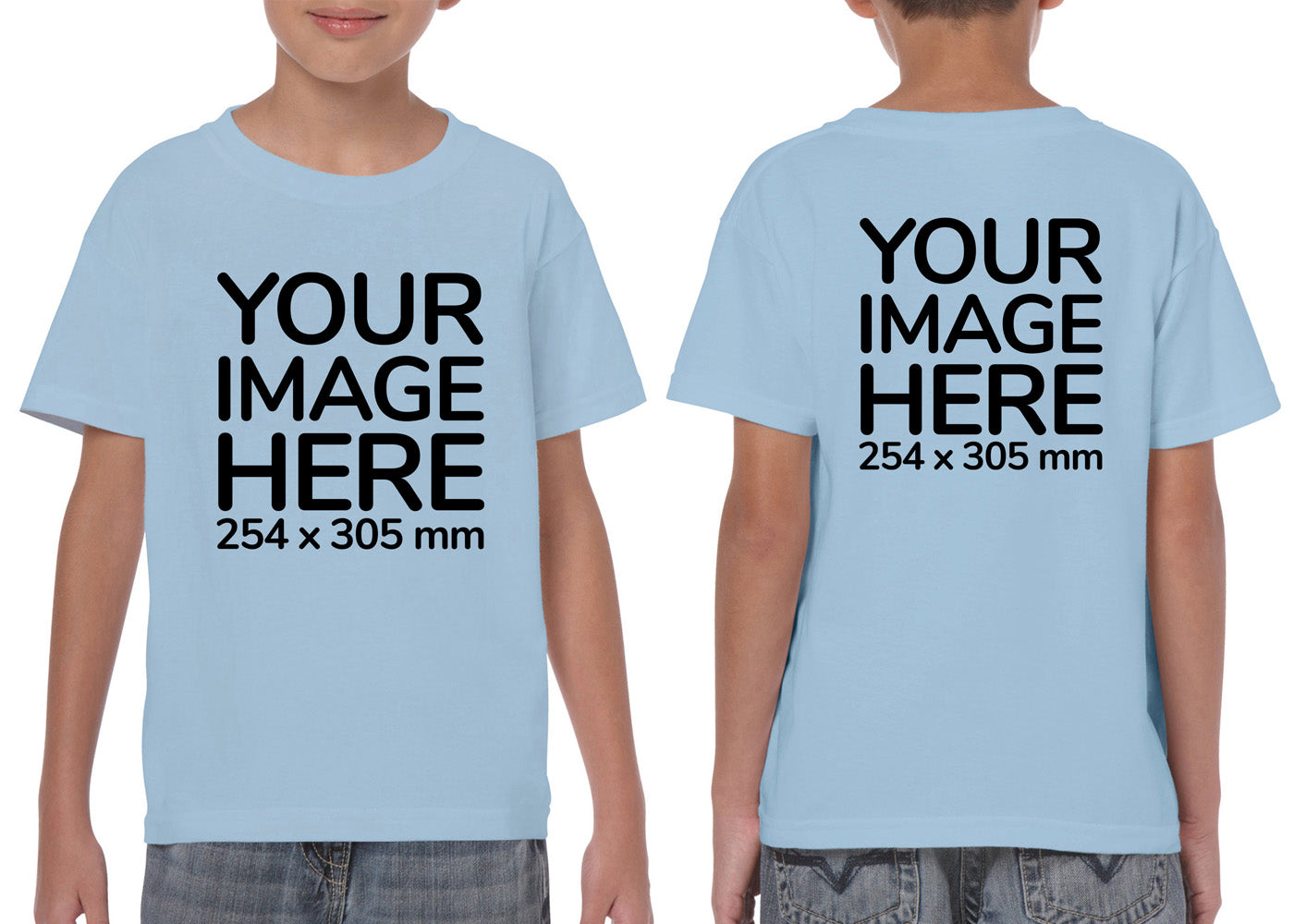 Children Custom Teez - T-Shirt customisable on front side and back side with your image - light blue colour