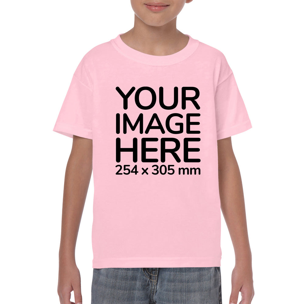 Children Custom Tees - T-Shirt customisable on front side with your own design or image - pink colour shirt