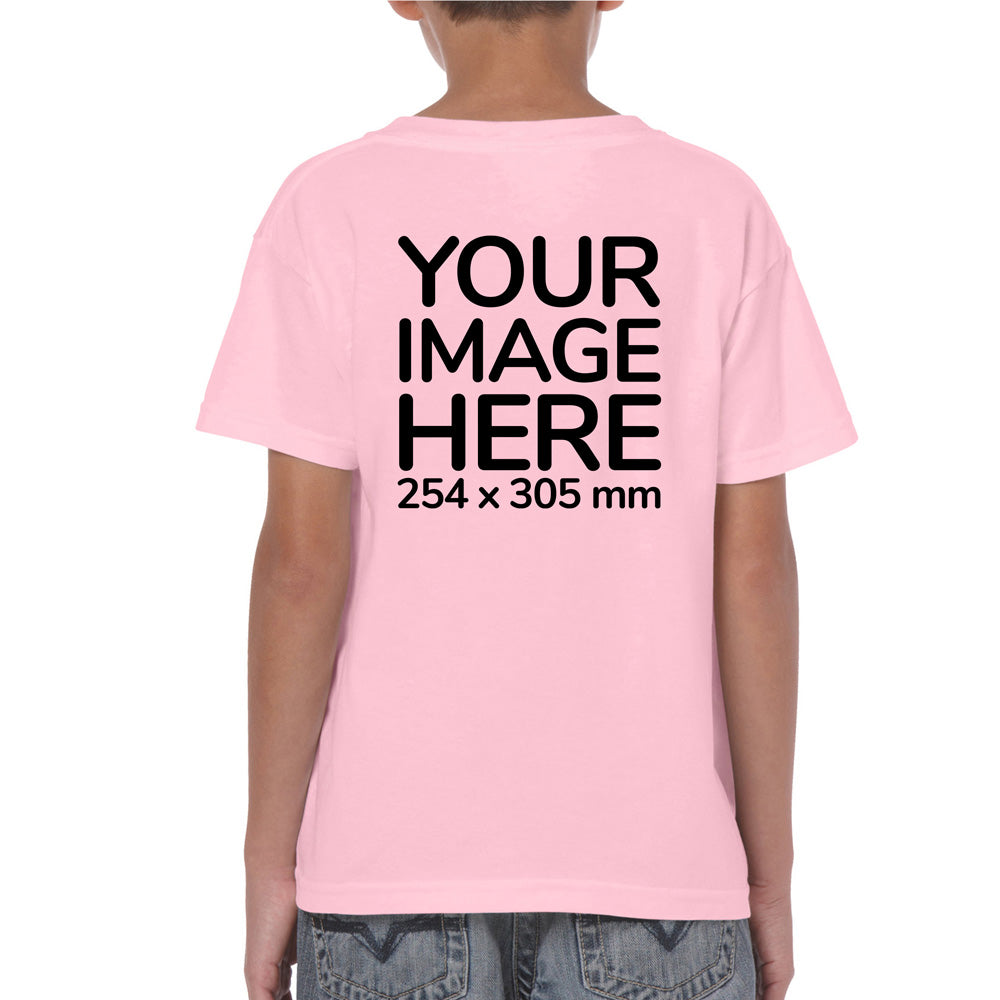 Children Custom Teez - T-Shirt customisable on back side with your own design or image - pink colour shirt