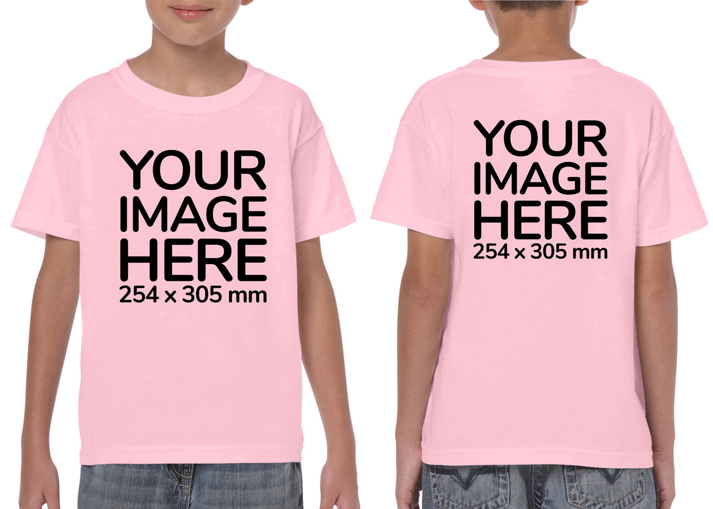 Children Custom Teez - T-Shirt customisable on front side and back side with your image - pink colour