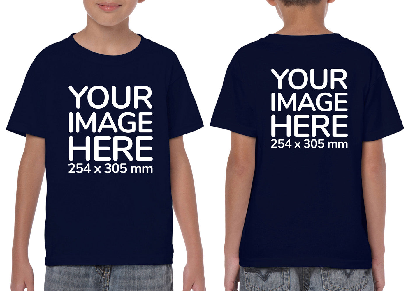 Children Custom Teez - T-Shirt customisable on front side and back side with your image - navy blue colour shirt