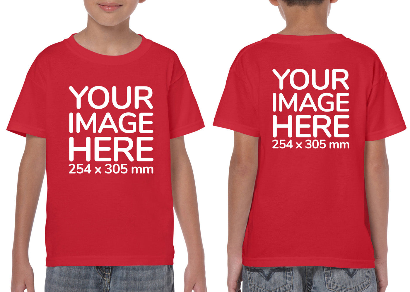 Children Custom Teez - T-Shirt customisable on front side and back side with your image - red colour