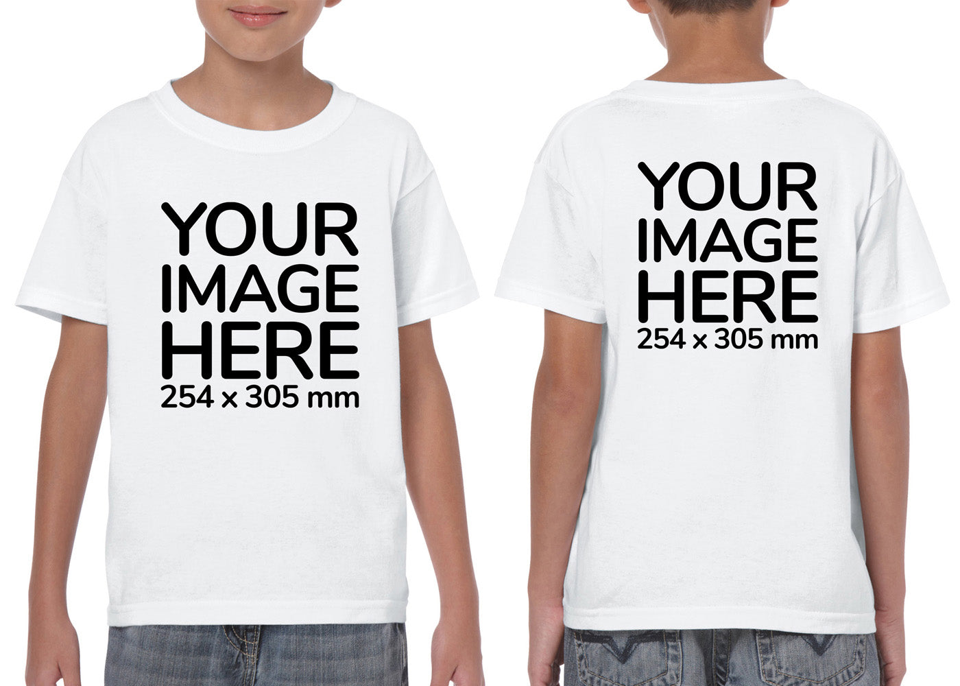 Children Custom Teez - T-Shirt customisable on front side and back side with your image - white colour