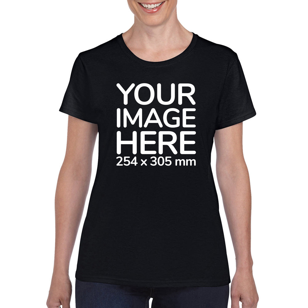 Women Custom T-Shirts - Shirts are customisable on front side with your own design or image - black colour teez