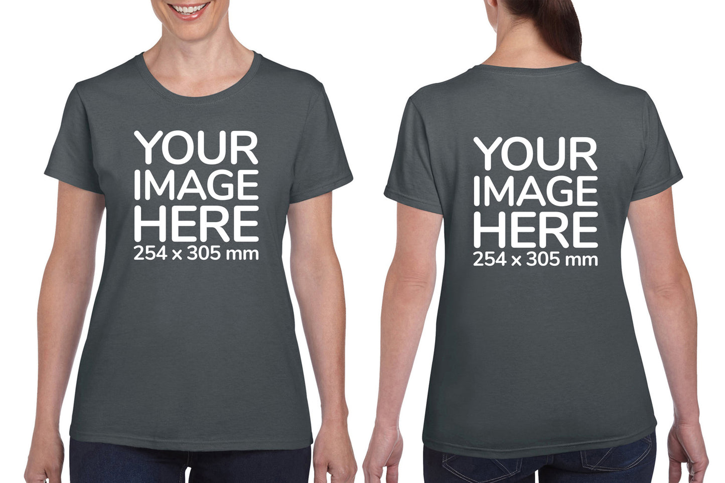 Women Custom Shirts - T-Shirt customisable on front side and back side with your own design or image - olive colour shirt