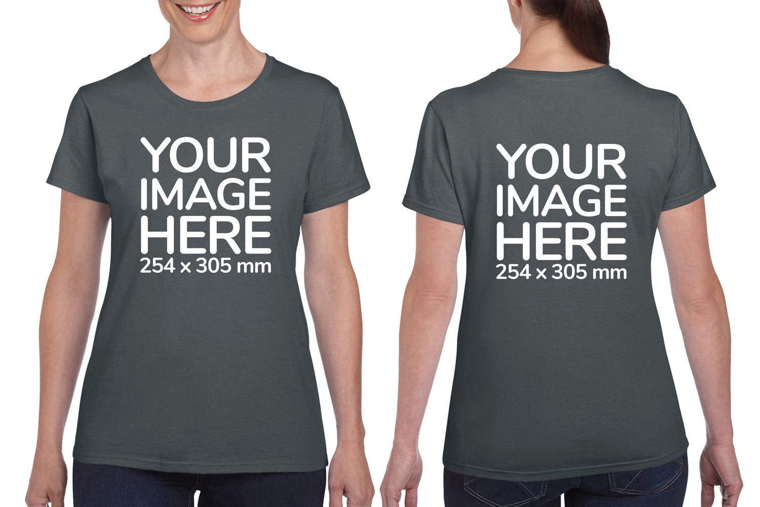 Women Custom Shirts - T-Shirt customisable on front side and back side with your own design or image - olive colour shirt