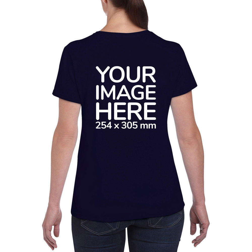 Women Custom T-Shirts - Shirts are customisable on back side with your own design or image - black colour teez