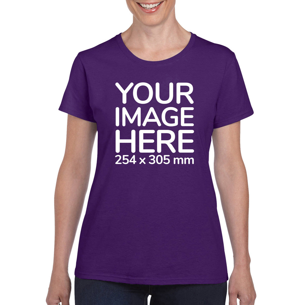Women Custom T-Shirts - Shirts are customisable on front side with your own design or image - purple colour teez