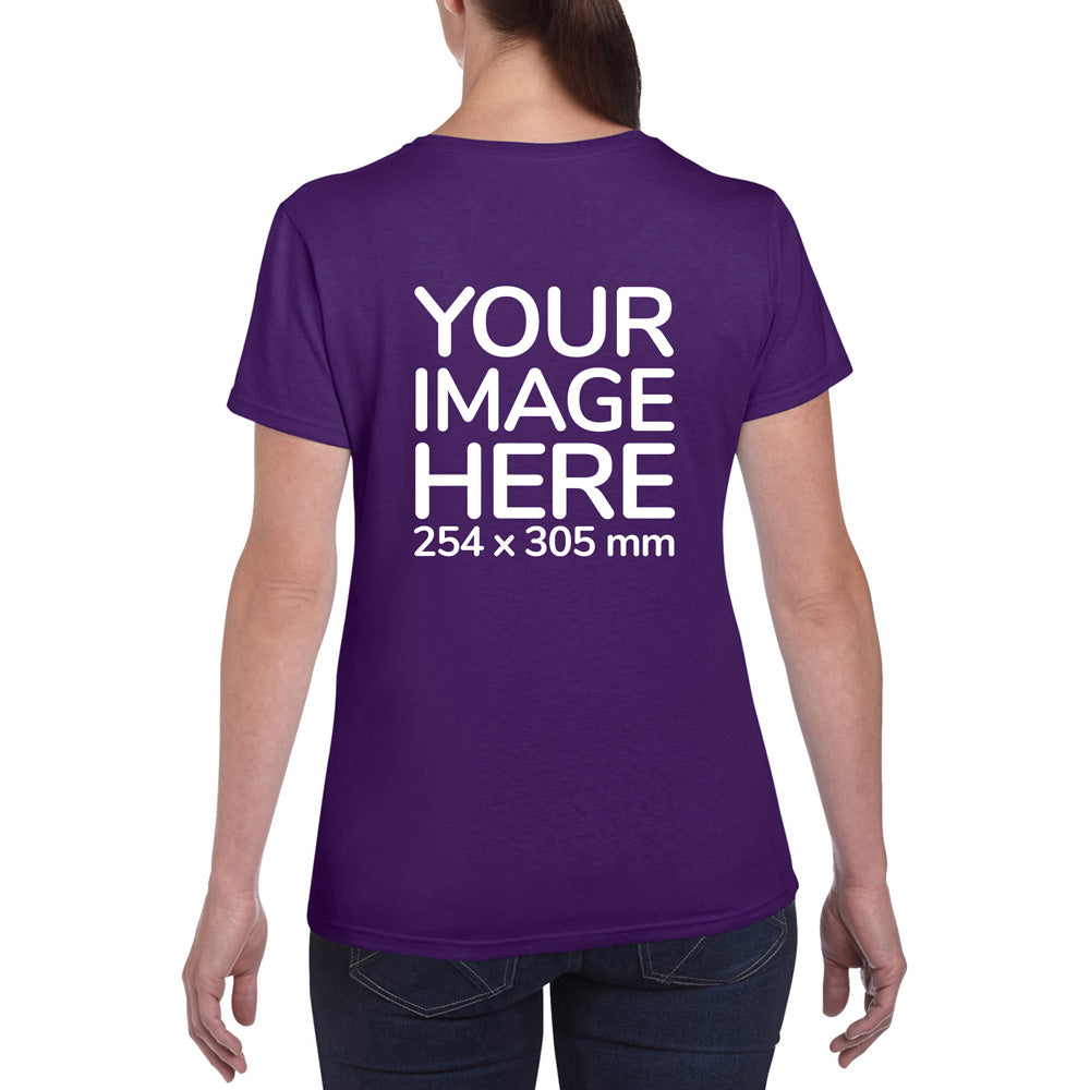 Women Custom T-Shirts - Shirts are customisable on back side with your own design or image - purple colour teez