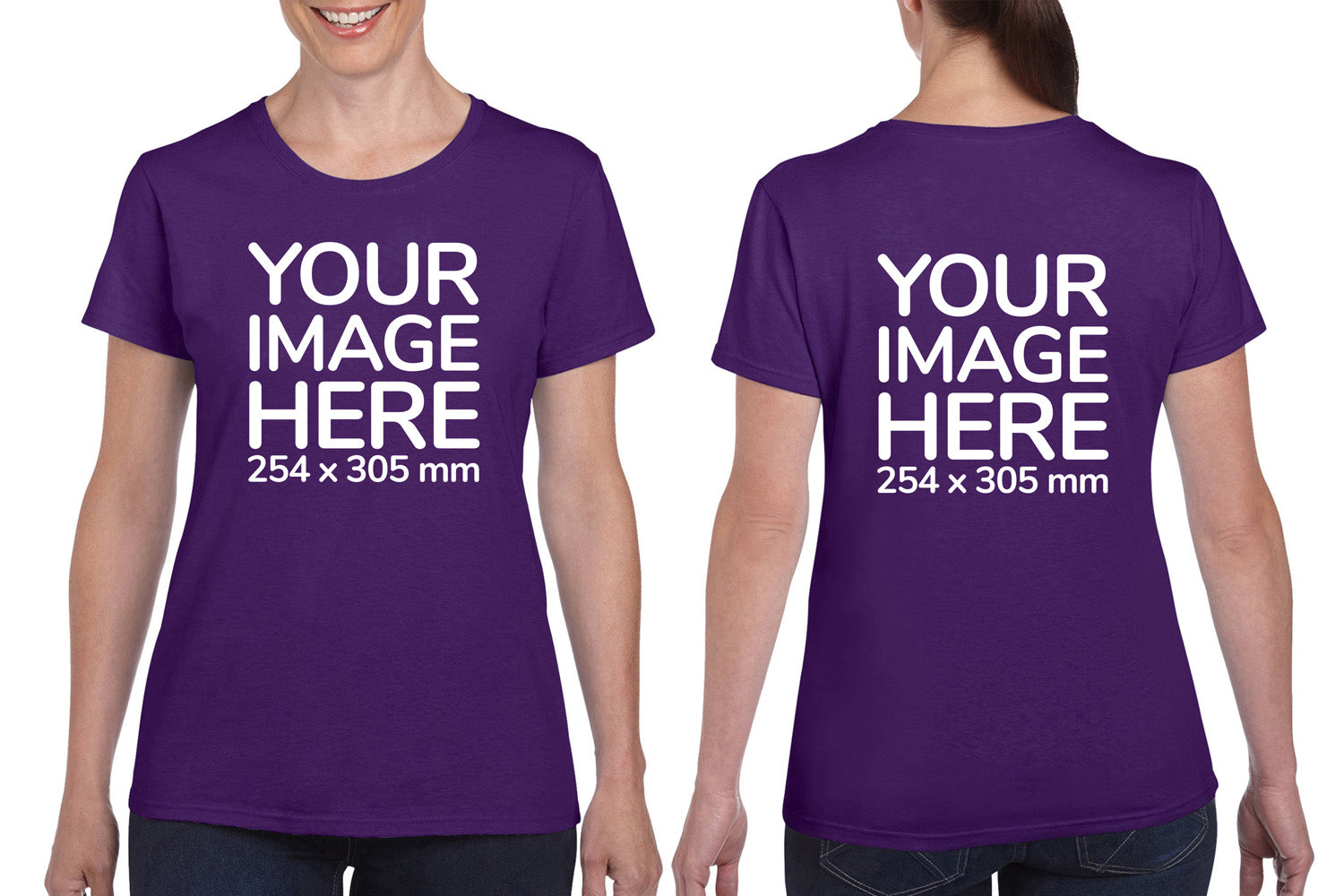 Women Custom Shirts - T-Shirt customisable on front side and back side with your own design or image - purple shirt