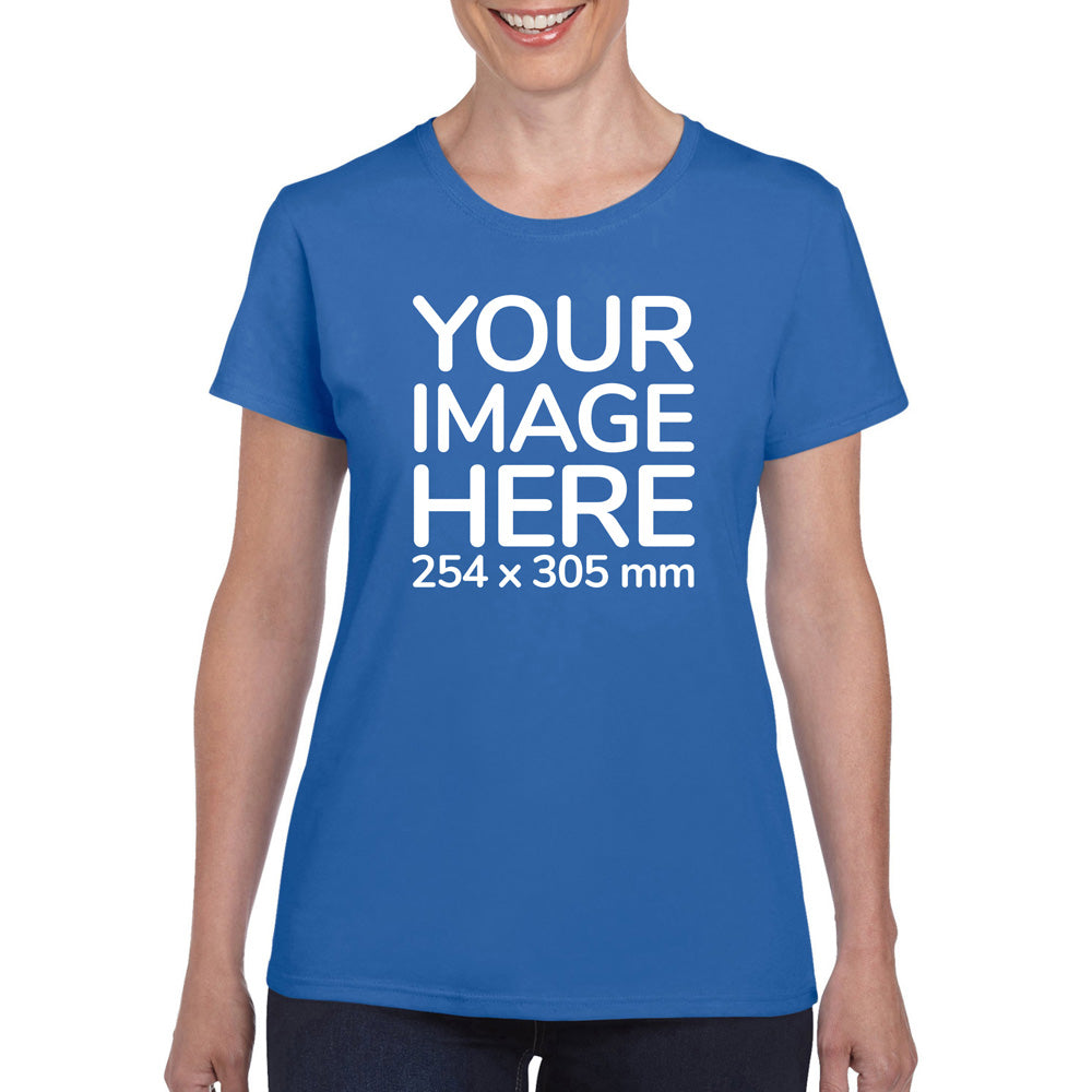 Women Custom T-Shirts - Shirts are customisable on front side with your own design or image - light blue colour teez