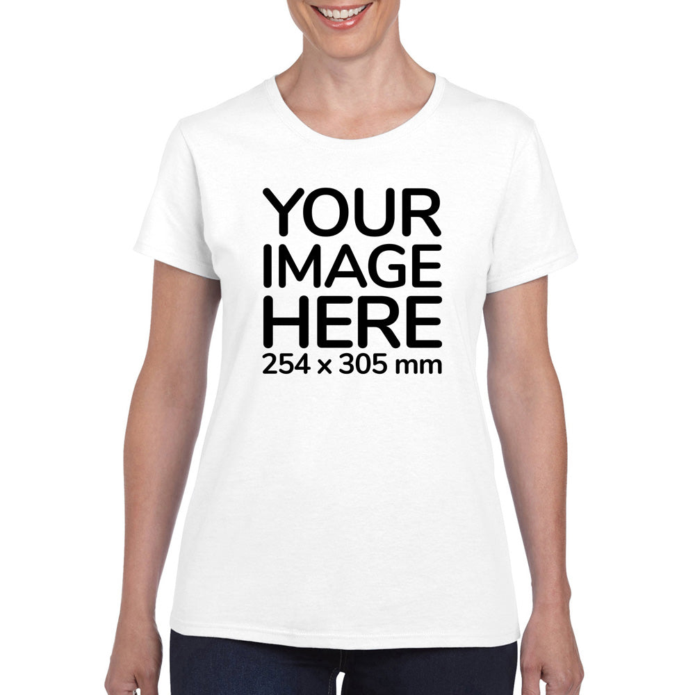 Women Custom T-Shirts - Shirts are customisable on front side with your own design or image - white colour teez