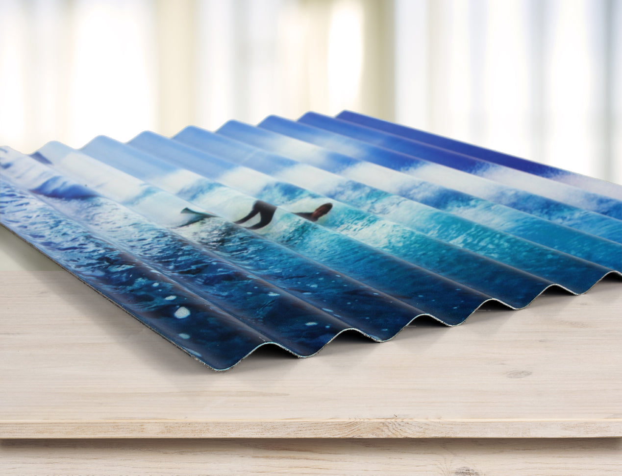 Close-up shot of a corrugated iron print. Iron Prints are ideal for the man cave.