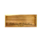 A small wooden serving tray with laser-engaved text 'Catherine & Johnathon' along with a date '30th May 2021'.