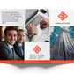 Tri-fold Brochure design with professional images, text, and a logo on a white background