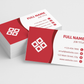 Stack of one-sided business cards customised with large colourful fonts