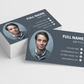 One-sided business card space with photo and contact details