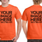 Men's Custom T-Shirts - Shirts are customisable on front and back side with your own design or image - orange colour teez