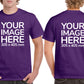 Men's Custom T-Shirts - Shirts are customisable on front and back side with your own design or image - purple colour teez