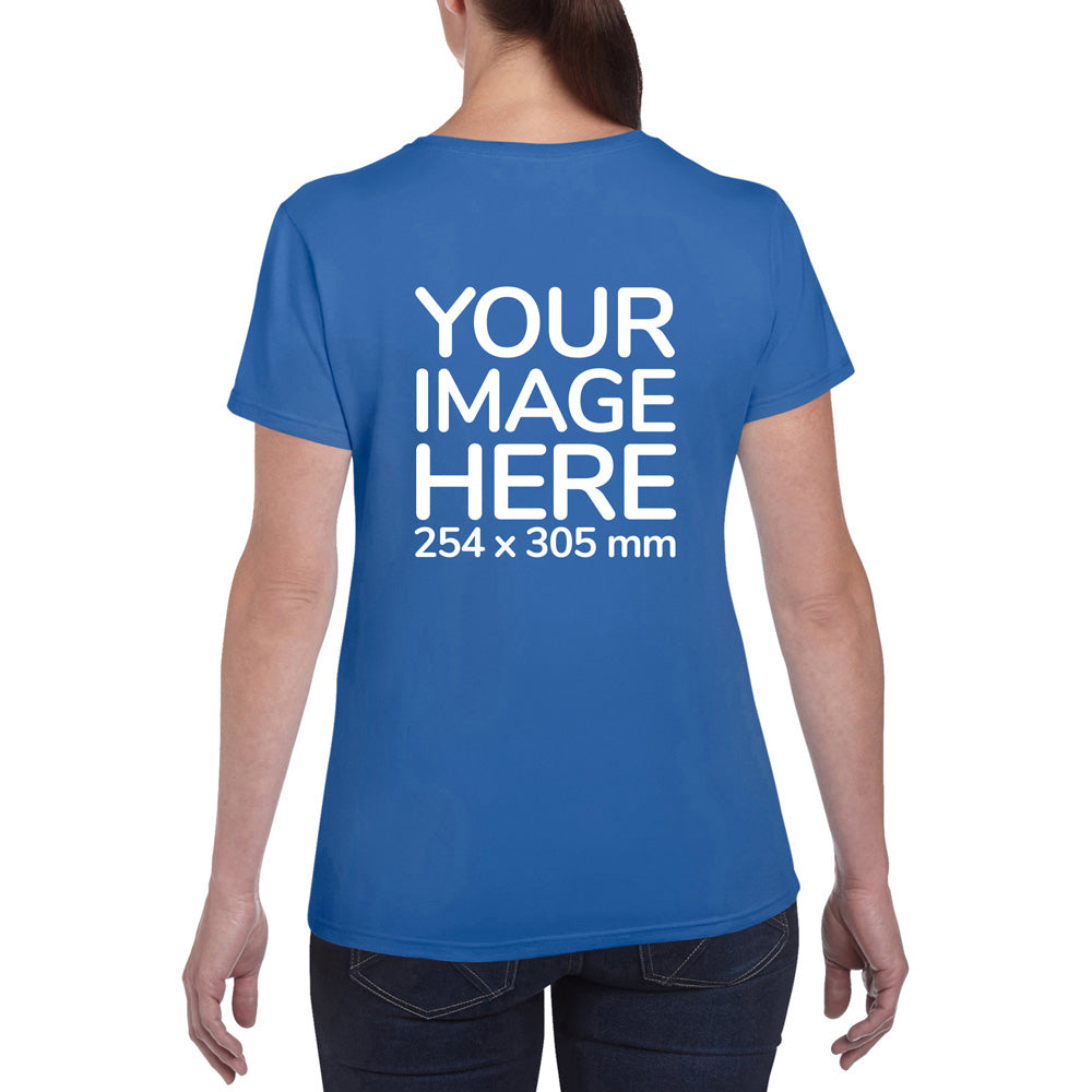 Women Custom T-Shirts - Shirts are customisable on back side with your own design or image - light blue colour teez 