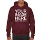Adult Hoodies - Hoodie personalised on front side with your image - burgundy colour