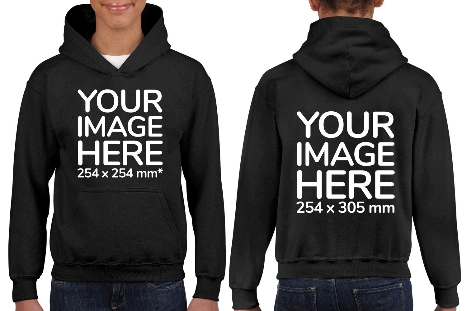 Children Hoodies - Hoodie personalised on front side with your image - black colour